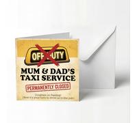 Funny Passed Driving Test Card - 'Mum ＆ Dad Taxi Service Closed' Design. Congratulations On Passing Exam card. New Driver Gifts for Son, Daughter. Greeting,13x13cm