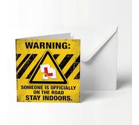 Funny Passed Driving Test Card - 'Warning Stay Indoors' Hazard Design. Congratulations On Success. New Driver Gifts Card for Son, Daughter. Just Cleared Exam Greeting,13x13cm