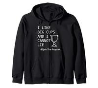 Funny Passover Seder Wine I Like Big Cups Elijah the Prophet Zip Hoodie