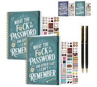 Funny Password Notebook, Spiral Bound with Lock Icons & Funny Security Phrases, Password Organizer & Log Book for Internet Website, Includes Stickers, Hard Cover with Sticky Notes(2PCS-B)