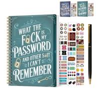 Funny Password Notebook, Spiral Bound with Lock Icons & Funny Security Phrases, Password Organizer & Log Book for Internet Website, Includes Stickers, Hard Cover with Sticky Notes(#B)