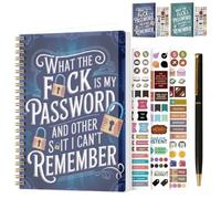 Funny Password Notebook, Spiral Bound with Lock Icons & Funny Security Phrases, Password Organizer & Log Book for Internet Website, Includes Stickers, Hard Cover with Sticky Notes(#A)