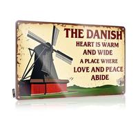 Funny Patio Decor Danish Heart: Warm, Wide, Loving, Peaceful Tin Sign Backyard Bar Sign Backyard Bar Decor(30X40CM)