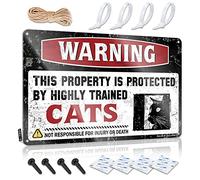 Funny Patio Signs Warning This Property is Protected by A Highly Trained Cat Sign Signs for Bedroom Bar Signs for Home Decor (Size : 20X30CM)