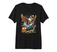 Funny Patriotic Eagle Riding Rocket Space Retro USA Premium T-Shirt