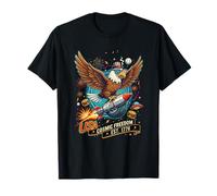 Funny Patriotic Eagle Riding Rocket Space Retro USA T-Shirt