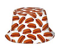 Funny Pattern Bucket Hat, Unisex Summer Sun Hat Packable Beach Travel Fisherman Cap for Women Men, Funny Hot Dog, One size
