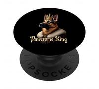 Funny Pawesome German Shepherd King Dog Art PopSockets Adhesive PopGrip