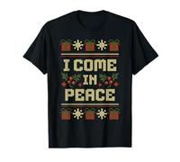 Funny Peace I Come in Peace Matching Couple Ugly Christmas T-Shirt