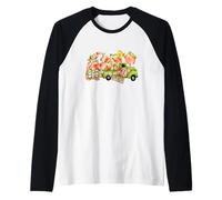 Funny Peach Fruit Gnome Truck Peachy Graphic for Summer Raglan Baseball Tee