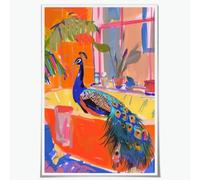Funny Peacock Bathroom Wall Art Peacock in Bathtub Poster Canvas Print Cute Pink Dopamine Decor Wildlife Artwork for Girly Bedroom Dorm Apartment Restroom 30x45cm Unframed