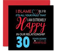 Funny Pearl Anniversary Card for Husband Wife - Your Fault I'm Extremely Happy - Happy 30th Wedding Anniversary Card for Partner, 145mm Greeting Cards Anniversaries