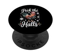 Funny Peck the Halls Christmas Chicken Snowflakes Xmas PopSockets Adhesive PopGrip