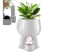 Funny Peeing Plant Pots, Flower Pots, Funny Vase and Garden Decoration, for Indoor Use, Ceramic Flower Pot, Garden Planter for Outdoor Use with Drainage and Pee Design