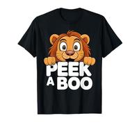 Funny Peek-a-Boo Lion Cartoon Design T-Shirt