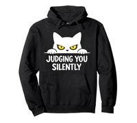 Funny Peeking Cat Lover Mom Dad Cat Judging You Silently Pullover Hoodie