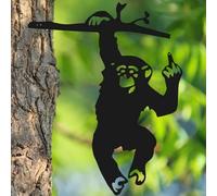 Funny Peeking Monkey Garden Sign, Monkey Metal Garden Ornaments with Playful Hand Gesture, Outdoor Wall Art, Rustic Metal Garden Gifts for Yard Decor, Gardens Wildlife Ornaments, 20 x 17cm