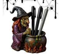 Funny Pen Holder, Cauldron Shape Halloween Pencil Holder, 4.72x3.15 Inches Stirring Action Witch Spooky Desk Decor for Toothbrush, Student, Adult, Bookshelf, Classroom, Bedside Table and Dorm