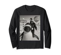 Funny Penguin Bigfoot Selfie North Pole Christmas Long Sleeve T-Shirt