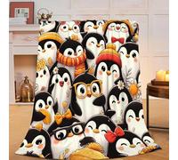 Funny Penguin Blanket Soft Warm Cute Kawaii Penguin Plush Throw Blanket Cozy Flannel Fuzzy Fleece Bedding Stuff Animal Decor Blanket Gifts for Lover Girls Boys Kids Teens Adults Women 40"x50"
