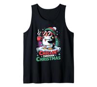 Funny Penguin Chillin Through Christmas Holiday Tank Top