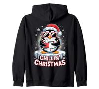 Funny Penguin Chillin Through Christmas Holiday Zip Hoodie