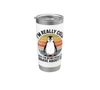 Funny Penguin Cold Brave Retro Sunset Humor Stainless Steel Insulated Tumbler