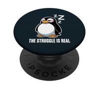 Funny Penguin Design - The Struggle Is Real PopSockets Adhesive PopGrip