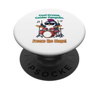 Funny Penguin Drummer - Cool Rock Band Music Animal Gift PopSockets Adhesive PopGrip