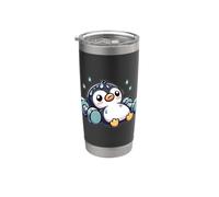 Funny Penguin Dumbbell Workout Tired Exhausted Stainless Steel Insulated Tumbler