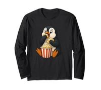 Funny Penguin Eating Popcorn at the Movies Long Sleeve T-Shirt