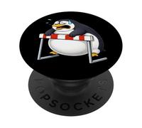 Funny Penguin Hurdle Racing Cartoon Design PopSockets Adhesive PopGrip