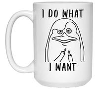 Funny Penguin I Do What I Want Middle Finger, Ceramic Coffee Mug, 11 oz