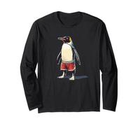 Funny Penguin in Red Swim Trunks Costume Long Sleeve T-Shirt