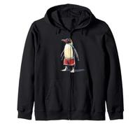 Funny Penguin in Red Swim Trunks Costume Zip Hoodie