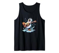 Funny Penguin Playing Guitar On Ice Splash Tank Top