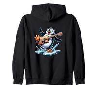 Funny Penguin Playing Guitar On Ice Splash Zip Hoodie