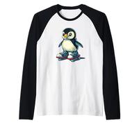 Funny Penguin Rolling into the Spotlight Costume Raglan Baseball Tee