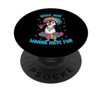 Funny Penguin Stuff Men Women Kids Birds Just Wanna Have Fun PopSockets Adhesive PopGrip