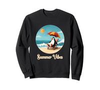 Funny Penguin Summer Vibes Vintage Beach Vacation Graphic Sweatshirt