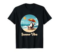 Funny Penguin Summer Vibes Vintage Beach Vacation Graphic T-Shirt