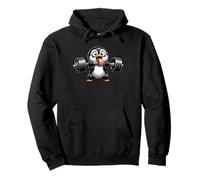 Funny Penguin Weightlifting Struggling Gym Cartoon Pullover Hoodie