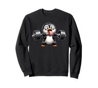 Funny Penguin Weightlifting Struggling Gym Cartoon Sweatshirt