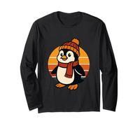 Funny Penguin Winter Beanie and Scarf Graphic Long Sleeve T-Shirt