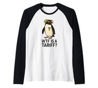 Funny Penguin WTF Is a Tariff Political Meme Protest Raglan Baseball Tee