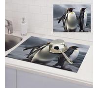 Funny Penguins Dish Drying Mat for Kitchen Counter, Absorbent Microfiber Drainer Mats, Non-slip Kitchen Draining Mat for Coffee Machine Dish Rack Pad 24"x18" Dish Drainer Pad