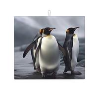 Funny Penguins Dish Drying Mat for Kitchen Counter, Absorbent Microfiber Drainer Mats, Non-slip Kitchen Draining Mat for Coffee Machine Dish Rack Pad 18"x16" Dish Drainer Pad