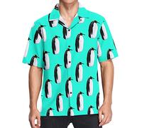 Funny Penguins Hawaiian Shirts for Men Short Sleeve Mens Beach Shirts Vacation Shirts Beige S, Beige Funny Penguins, XL
