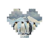 Funny Penguins Printed Jigsaw Puzzle 10.8x12.8 CM, Heart-Shaped Puzzle Challenging Game for Adults Gifts, Family Fun Decorative Wall Decor
