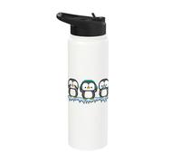 Funny Penguins See Hear Speak no Evil Bird Nerds Stainless Steel Insulated Water Bottle